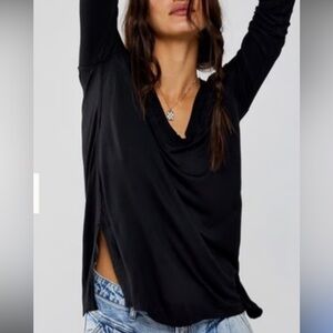 Free People Black Long Sleeve Top